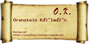 Orenstein Kálmán névjegykártya